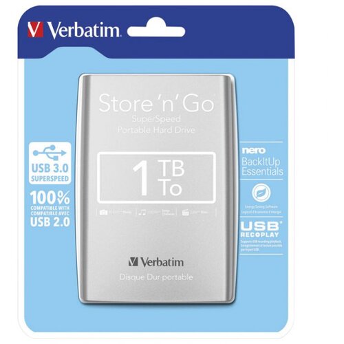 Hard DISK 2.5&amp;quot; 1TB USB 3.0 VERBATIM 53071 SREBRNI BLISTER Slike