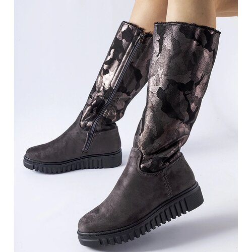 Gemre Gray insulated camouflage eco-suede boots Piazzola Slike