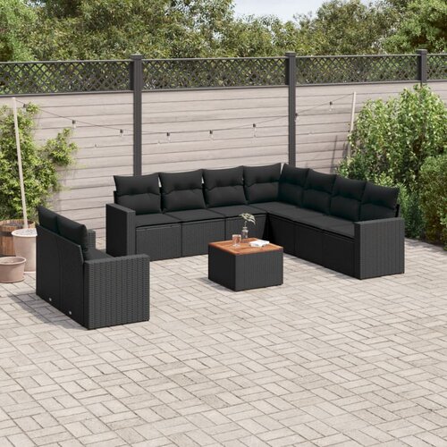 vidaXL 10-dijelni set vrtnih sofa s jastucima crni od poliratana Cijene
