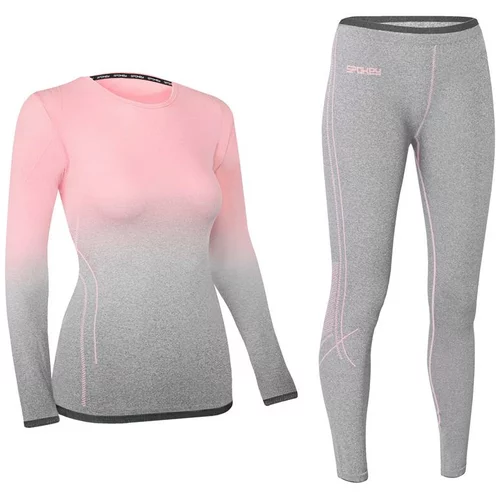 Spokey FLORA Set of women's thermal underwear - T-shirt and underpants, pink-gray, vel. L/XL