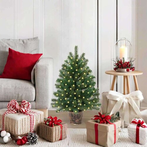 vidaXL Umestno božično drevo med 150 LED Zelena 65 cm PE in PVC Cene