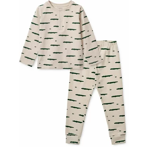 Liewood Otroška bombažna pižama bež barva