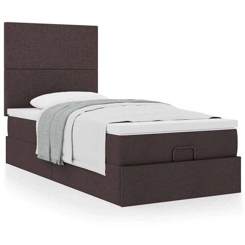 vidaXL Otomanski posteljni okvir z vzmetnico rjav 90x190 cm blago, (21611532) Cene