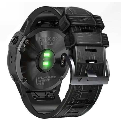 INF Silikonski pašček za uro za Garmin Fenix 8/7X/6X/5X Black 22 mm, (21605468) Cene