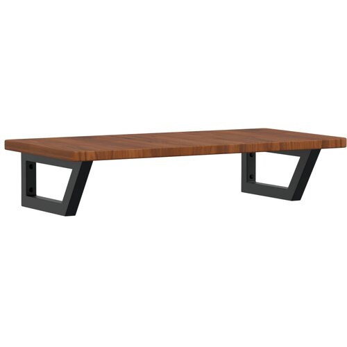  Zidna polica za umivaonik od čelika i masivne hrastovine Smeđa 80 x 40 x 2.5 cm Slike