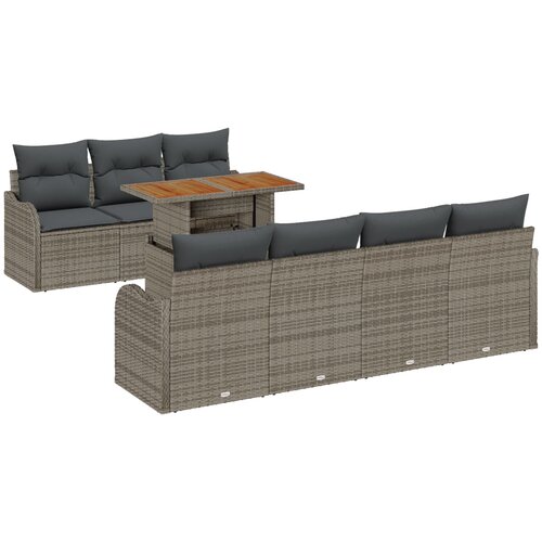vidaXL 8-delni set vrtne sofe z blazinami siva pleteni ratan, dva sedežni vrtni sofa s shrambo in blazinami siva pleteni ratan Cene