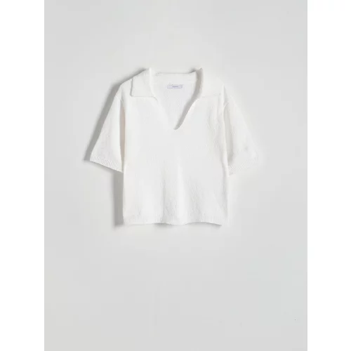 Reserved - Bluza od žerseja u stilu polo-majice - krem