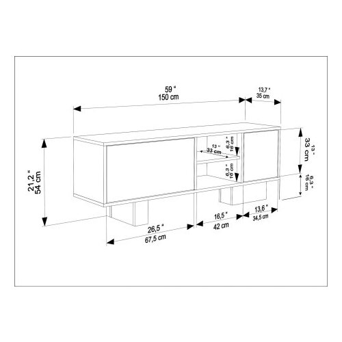 Hanah home TV ormarić Monaco, 150x54x35 cm, Orah Slike