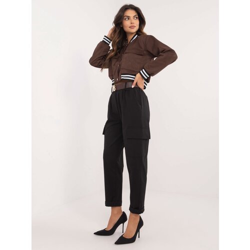 Fashionhunters Black cargo pants with pockets OCH BELLA Slike