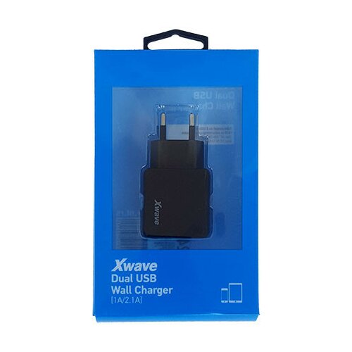 X Wave usb zidni punjač za mobilne, tablete, dual 2xUSB 2,1A/1A, crna 118931 Cene