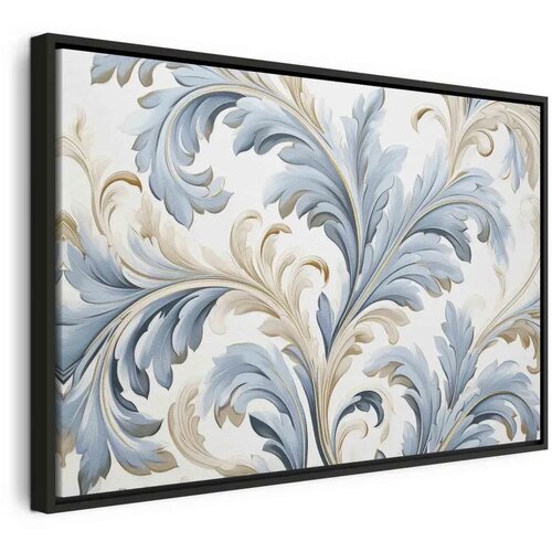  Slika - Baroque Ornaments in Light Cream-Blue Hues 60x40 U crnom drvenom okviru Cene