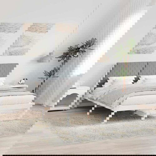 VidaXL Konstrukcija postelje z vzglavjem Svetlo siva 140 x 200 cm Slike