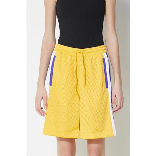 Adidas Kratke hlače za žene, boja: žuta, s uzorkom, visoki struk, IS2471