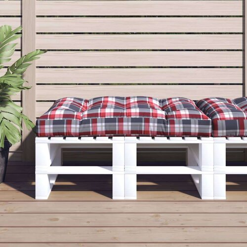  Jastuk za palete crveni karirani 120 x 80 x 12 cm od tkanine Slike