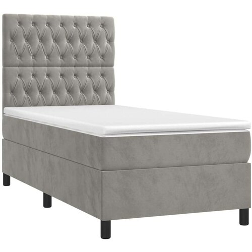 Box spring krevet s madracem svjetlosivi 90x190 cm bar&amp;scaron;unasti Slike