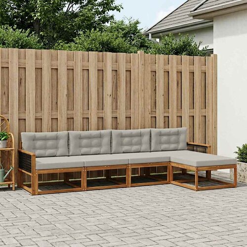  Set vanjskih sofa 5 kom. Prirodna i Svjetlosiva Slike
