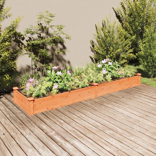 vidaXL Vrtna visoka greda s podlogo rjava 240x60x25 cm trden les jelke Cene