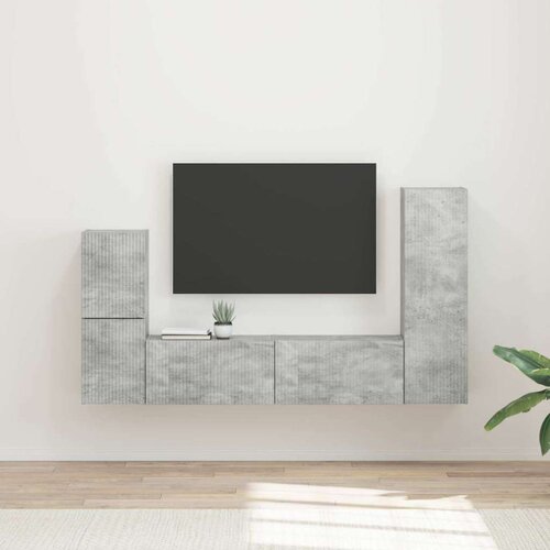  Set TV komoda Zidne 4 pcs Betonski sivi Konstruirano drvo Cene