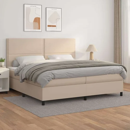  Krevet box spring s madracem cappuccino 200x200cm umjetna koža