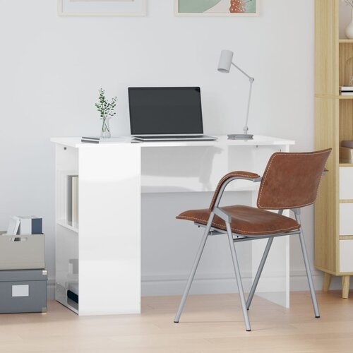 VidaXL Radni stol visoki sjaj bijeli 100x55x75 cm konstruirano drvo Slike