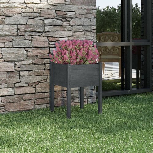 VidaXL Vrtna sadilica siva 50 x 50 x 70 cm od masivne borovine Slike
