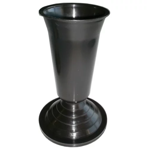 Plana nadgrobna vaza sa podloškom (Crne boje, Plastika)
