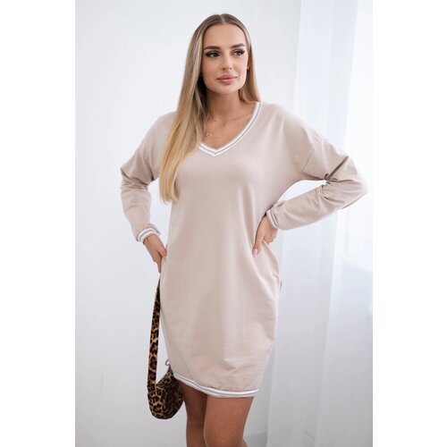 Kesi Dress with pockets and beige V-neckline Cene
