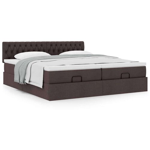 vidaXL Otomanski posteljni okvir z vzmetnicami rjav 200x200 cm blago Cene