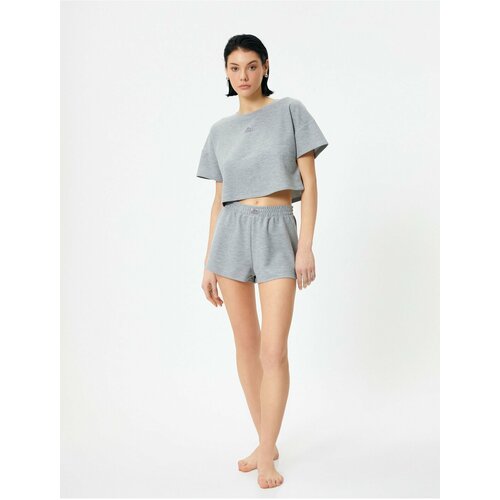 Koton Pajama Bottom Shorts Elastic Waist Label Detailed Textured Cene