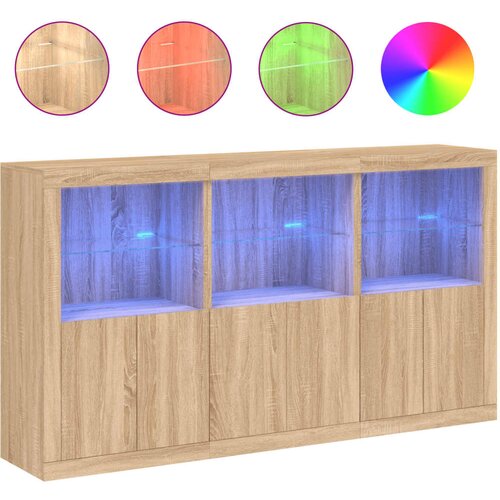 Maison Chic Komoda - Predalnik z LED lučkami sonoma hrast 181,5x37x100cm, (21717331) Slike