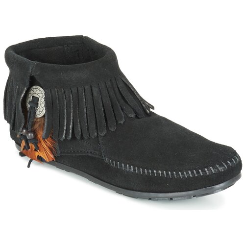 Minnetonka Pol&scaron;kornji CONCHO FEATHER SIDE ZIP BOOT Črna Cene