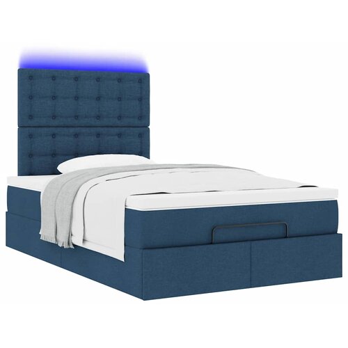  Otomanski krevet madracem i LED plava 120x190 cm tkanina Slike