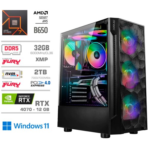 MEGA Računalnik TWR S7 R7-7700/RTX4070/32GB-DDR5/2TB-4.0/750W/Win11Home RGB, (21218391) Cene