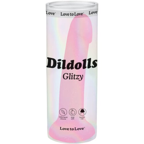 ove to Love Dildolls Glitzy - lepljivi silikonski dildo (roza) Cene