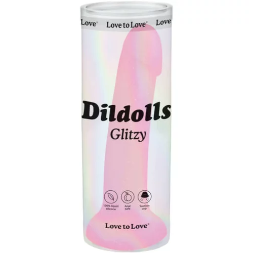 ove to Love Dildolls Glitzy - silikonski dildo s ljepljivim stopalima (roza)