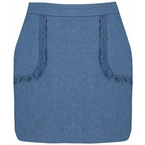 Trendyol Indigo Mini Woven Tweed Skirt Slike
