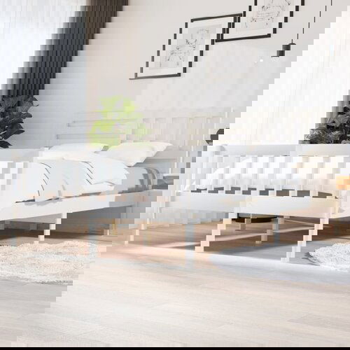 Furnova Posteljni okvir bel 150x200 cm trden les, (21942420) Slike