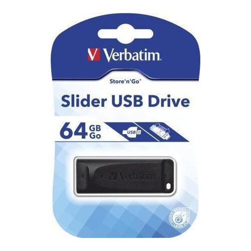 Verbatim USB stick 2.0 #98698 64GB Store &amp;#039;n&amp;#039; Go Slider, crni Slike