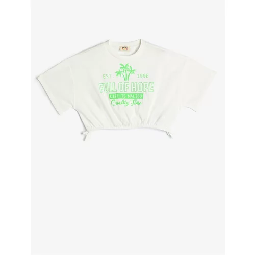 Koton Crop T-Shirt Short Sleeve Crew Neck Printed Elastic Cotton