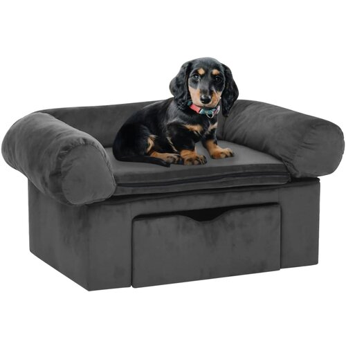 VidaXL Sofa za pse s ladicom tamnosiva 75 x 50 x 38 cm pli&amp;scaron;ana Slike