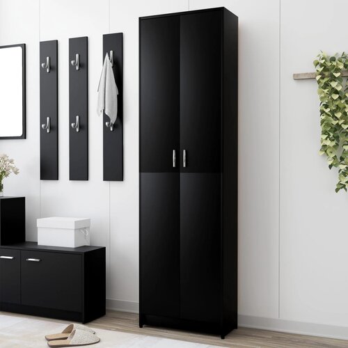 VidaXL Omara za hodnik črna 55x25x189 cm iverna plo&amp;scaron;ča, (20621282) Slike