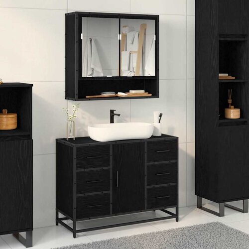 vidaXL Set namještaja za kupaonicu 2 pcs Crni hrast 80 x 33 x 60 cm Cijene