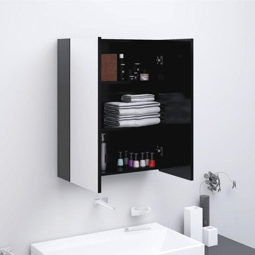 Furnova Kopalni&amp;scaron;ka omarica z ogledalom 60x15x75 cm MDF antracitna, (21947008) Slike