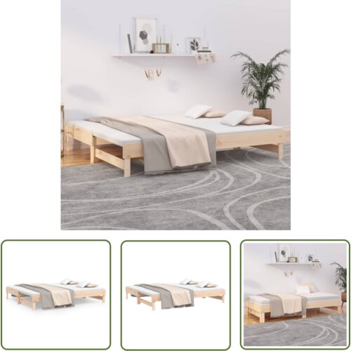 The Living Store Izvlečna dnevna postelja 2x(80x200) cm trdna borovina - Dnevna Postelja, (21737165) Cene