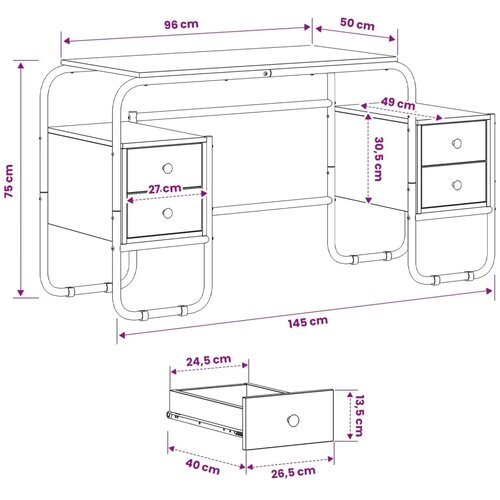  Stol s pohranom Crni hrast 145 x 50 x 75 cm - Crni hrast Slike