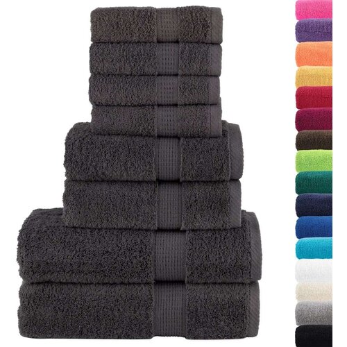 VidaXL 8-dijelni vrhunski set ručnika antracit 600 gsm 100 % pamuk Slike