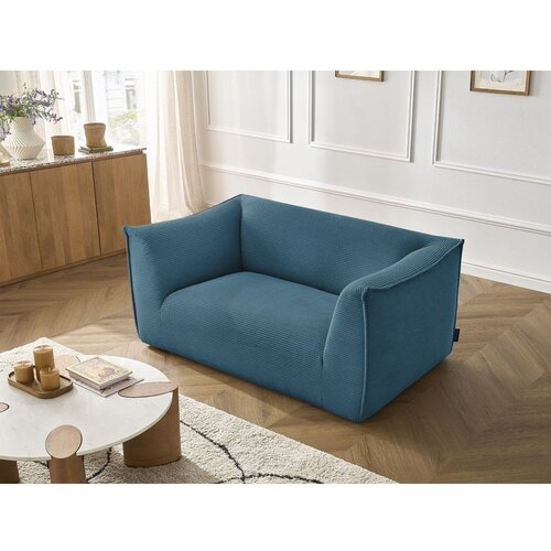 Bobochic Paris Modra sedežna garnitura iz rebrastega žameta 170 cm Giorgia &amp;ndash; Slike