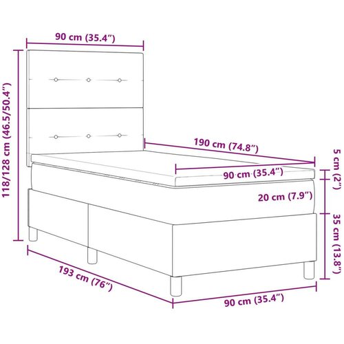 Box Spring Krevet s Madracem Tamno Zelena Singl Velur Slike