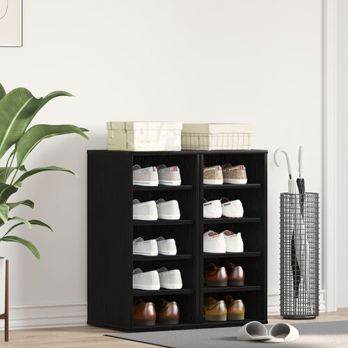 VidaXL Polica za cipele Crni hrast Konstruirano drvo 32 x 35 x 70 cm Slike