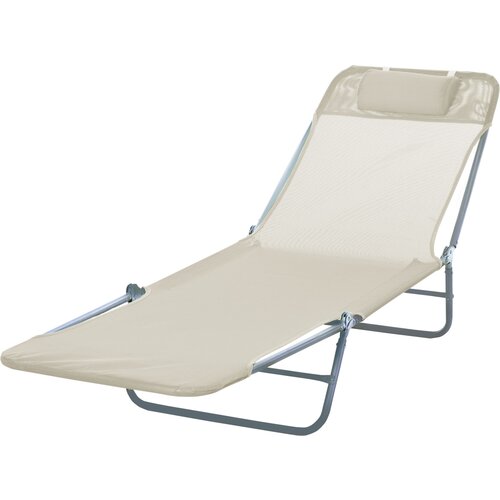 Outsunny zložljivi ležalnik z nagibnim naslonom in blazino, za vrt, plažo in kampiranje, bež, (20744459) Cene